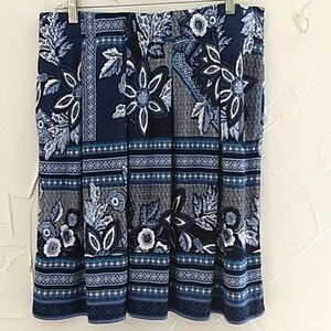 J. Jill A Line Skirt Women's Small‎ Oversized Blue Floral Print Pockets Lounge